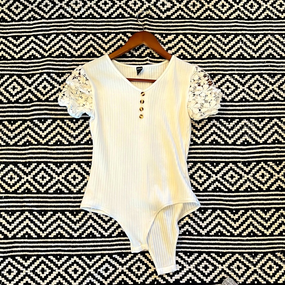Textured lace bodysuit